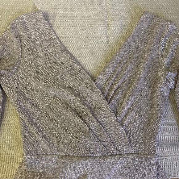 BHLDN Anthro Diedra Rose Gold Metallic Wrap Front Gown Floor Length Dress - Picture 13 of 16